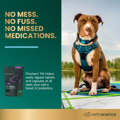 Show full view: VetriScience Pinchers Pill Hiders Peanut Butter Flavored Chews with Probiotics Non-Greasy Pill Wrap for Dogs, 45 count slide 3 of 10