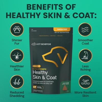 Show full view: VetriScience Omega Plus Extra Strength Healthy Skin & Coat Duck Flavored Chews Omega-3 Supplement for Dogs, 40 count slide 7 of 10
