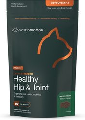 VetriScience GlycoFlex 3 Extra Strength Healthy Hip & Joint Chicken Flavored Chews with Glucosamine & Green-...