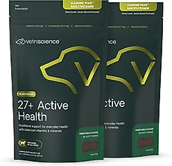 VetriScience Canine Plus 27+ Active Health Veggie Flavored Chews Daily Multivitamin Supplement for Dogs, 60 count