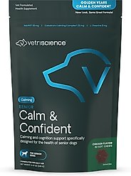 VetriScience Golden Years Senior Calm & Confident Chicken Flavored Chews with Colostrum Calming & Brain Health Supplement for Senior Dogs, 60 count