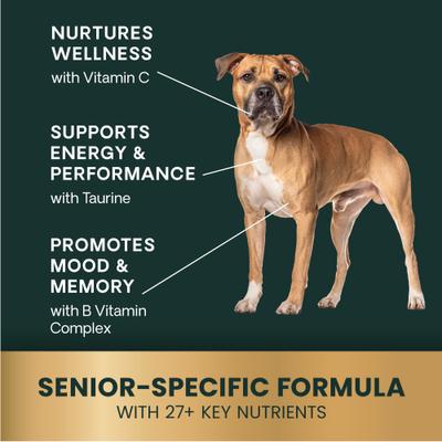 Show full view: VetriScience Golden Years Energize & Thrive Extra Strength Senior 27+ Active Health Chicken Flavored Chews Multivitamin Supplement for Senior Dogs, 60 count slide 6 of 8