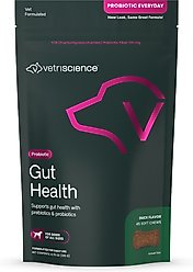 VetriScience Probiotic Everyday Gut Health Duck Flavored Chews Probiotic Supplement for Dogs, 45 count