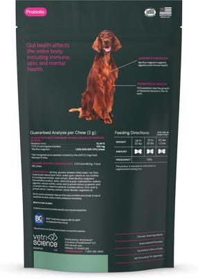 Show full view: VetriScience Probiotic Everyday Gut Health Duck Flavored Chews Probiotic Supplement for Dogs, 45 count slide 9 of 10