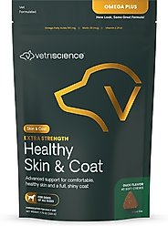 VetriScience Omega Plus Extra Strength Healthy Skin & Coat Duck Flavored Chews Omega-3 Supplement for Dogs, 40 count
