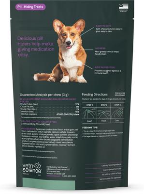Show full view: VetriScience Pinchers Pill Hiders Chicken Flavored Chews with Probiotics Non-Greasy Pill Wrap for Dogs, 45 count slide 9 of 10