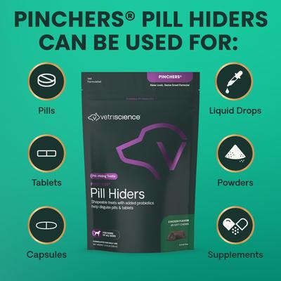 Show full view: VetriScience Pinchers Pill Hiders Chicken Flavored Chews with Probiotics Non-Greasy Pill Wrap for Dogs, 45 count slide 6 of 10