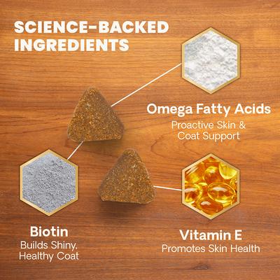 Show full view: VetriScience Omega Plus Extra Strength Healthy Skin & Coat Duck Flavored Chews Omega-3 Supplement for Dogs, 40 count slide 4 of 9