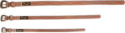 Show full view: Wrangler Faux Leather with Stitching Dog Collar, Light Brown, Large: 18 to 24-in neck, 1-in wide slide 7 of 9