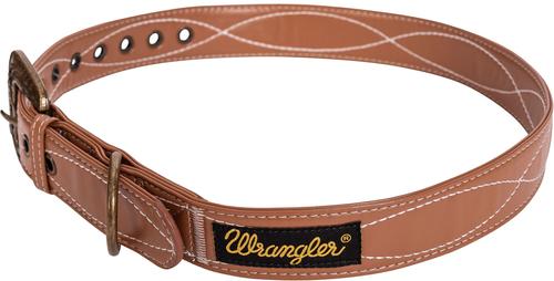 Show full view: Wrangler Faux Leather with Stitching Dog Collar, Light Brown, Large: 18 to 24-in neck, 1-in wide slide 2 of 9