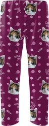 ISlide Personalized Cat Mom Cat Pajama Bottoms, Magenta, Medium