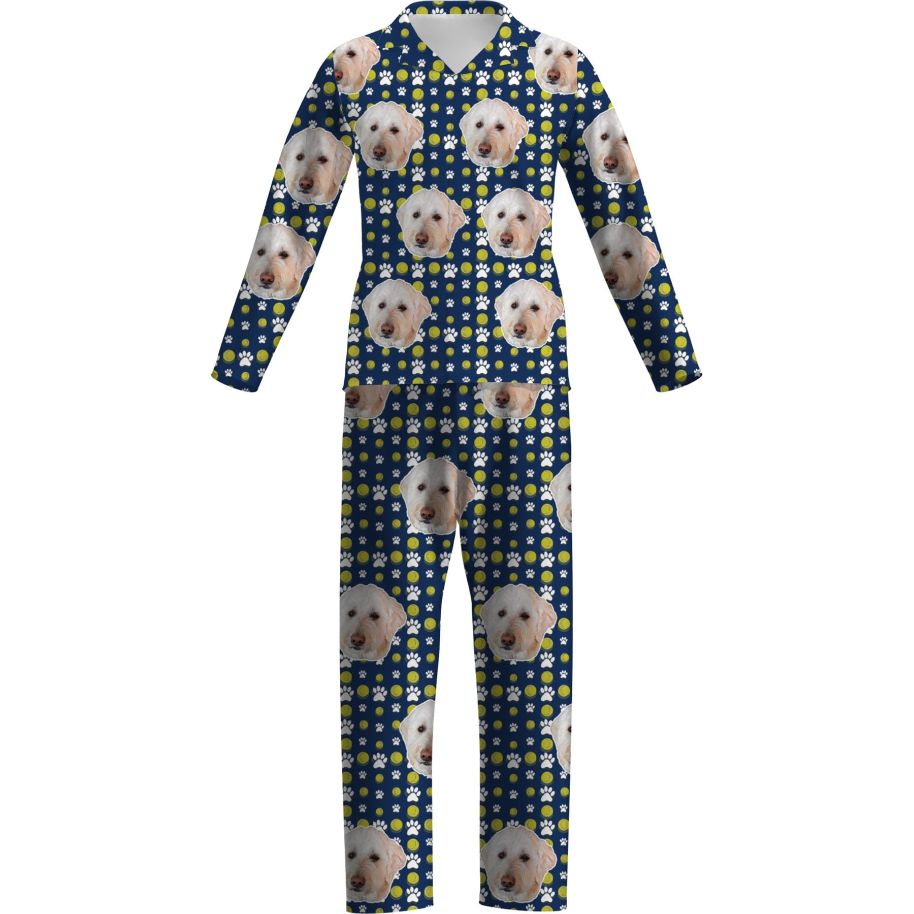 ISlide Personalized Tennis Ball Pet Pajamas, Dark Green, Small