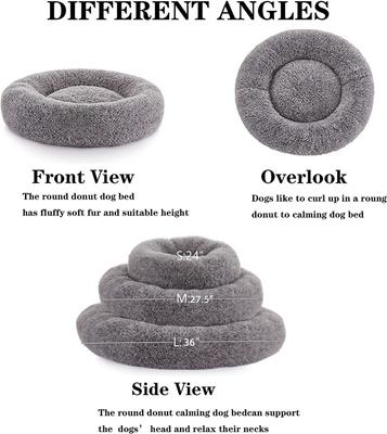 Show full view: LFC PETS Calming Anti-Anxiety Donut Dog & Cat Bed, Grey, Small slide 3 of 7