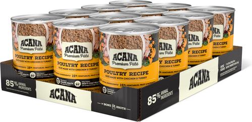Show full view: ACANA Premium Pate Poultry in Bone Broth Grain-Free Wet Dog Food, 12.8-oz, case of 12 slide 3 of 12