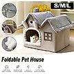 Show in main carousel: NonoPets Cozy Cushion Double Roof Synthetic Fabric Cat House Tent Bed, Grey, Small slide 4 of 6