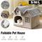 Show in main carousel: NonoPets Cozy Cushion Double Roof Synthetic Fabric Cat House Tent Bed, Grey, Small slide 4 of 6