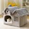 Show in main carousel: NonoPets Cozy Cushion Double Roof Synthetic Fabric Cat House Tent Bed, Grey, Small slide 1 of 6