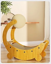 NonoPets Moon Shape 22-in Polyester Cat Scratching Board & Scratch Ball, Beige