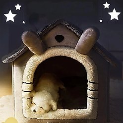 NonoPets Cozy Cushion Single Roof Synthetic Fabric Cat House Tent Bed, Grey, Large slide 2 of 5