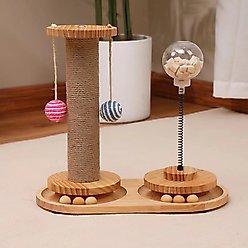 NonoPets Feeder Sisal 13-in Ployester Cat Scratching Post with Toy, Brown
