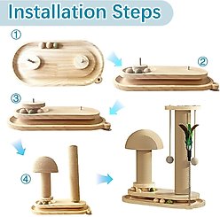 NonoPets Mushroom Sisal 16.3-in Polyester Cat Scratching Post with Teaser Toys, Beige slide 2 of 5