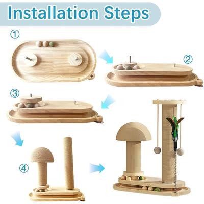 Show full view: NonoPets Mushroom Sisal 16.3-in Polyester Cat Scratching Post with Teaser Toys, Beige slide 6 of 7