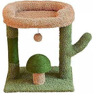 NonoPets Indoor Exercise Climbing Activity Trees Synthetic Fabric Cat House, Green