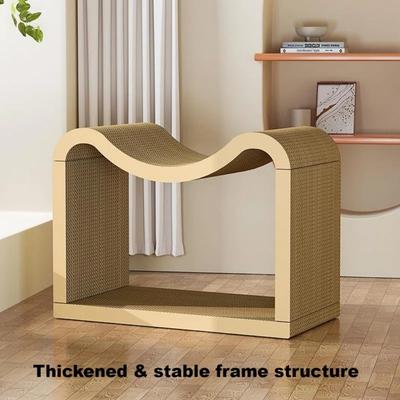 Show full view: NonoPets 2-in-1 Double Layer 17.5-in Polyester Cat Scratcher Lounge Bed & Condo with Play Balls, Beige slide 5 of 6