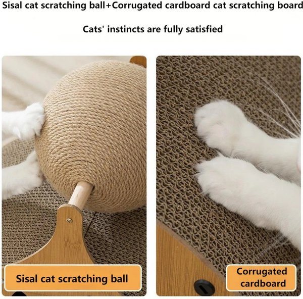 Show full view: NonoPets Indoor Multi-Functional 18.5-in Polyester Cat Scratcher & Condo, Wood slide 5 of 5