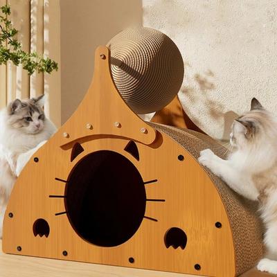 Show full view: NonoPets Indoor Multi-Functional 18.5-in Polyester Cat Scratcher & Condo, Wood slide 2 of 5