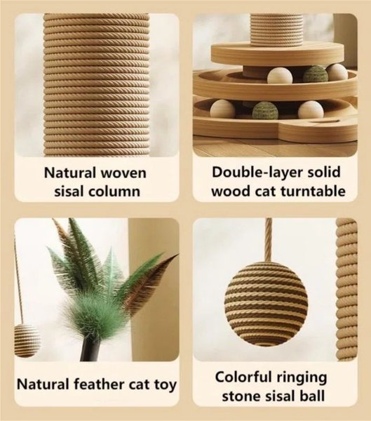 Show full view: NonoPets Flower Sisal 18-in Polyester Cat Scratching Post with Teaser Toys, Beige slide 4 of 6