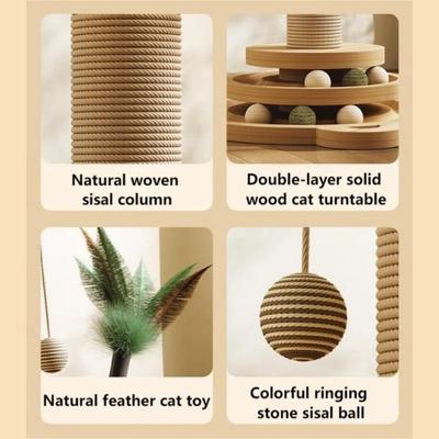 Show full view: NonoPets Flower Sisal 18-in Polyester Cat Scratching Post with Teaser Toys, Beige slide 5 of 7