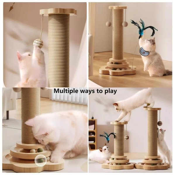 Show full view: NonoPets Flower Sisal 18-in Polyester Cat Scratching Post with Teaser Toys, Beige slide 3 of 6