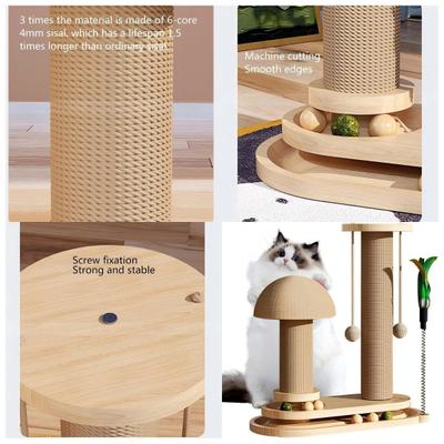 Show full view: NonoPets Mushroom Sisal 16.3-in Polyester Cat Scratching Post with Teaser Toys, Beige slide 5 of 7