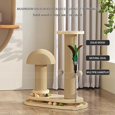 Show full view: NonoPets Mushroom Sisal 16.3-in Polyester Cat Scratching Post with Teaser Toys, Beige slide 4 of 7