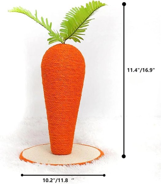Show full view: NonoPets Indoor Cute Carrot Nature Sisal Polyester Kitten & Cat Scratching Post, Orange, 17-in slide 3 of 5