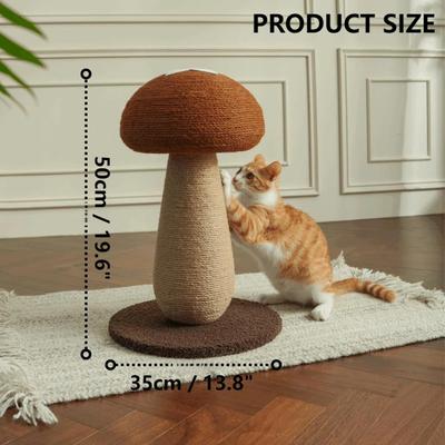 Show full view: NonoPets Mushroom 20-in Polyester Cat Scratching Post with Sisal Rope, Brown slide 2 of 6