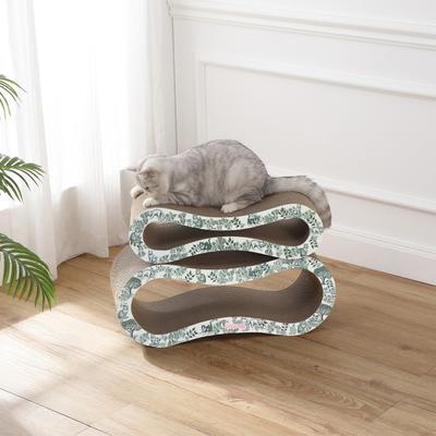 Show full view: THE LICKER STORE Suvi 26-in Modern Cardboard Infinity 2-in-1 Lounge Cat Scratcher with Catnip, Garden Cats slide 7 of 9