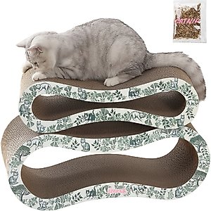 THE LICKER STORE Suvi 26-in Modern Cardboard Infinity 2-in-1 Lounge Cat Scratcher with Catnip, Garden Cats