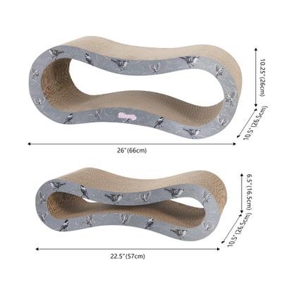 Show full view: THE LICKER STORE Suvi 26-in Modern Cardboard Infinity 2-in-1 Lounge Cat Scratcher with Catnip, Winter Sparrow slide 4 of 8