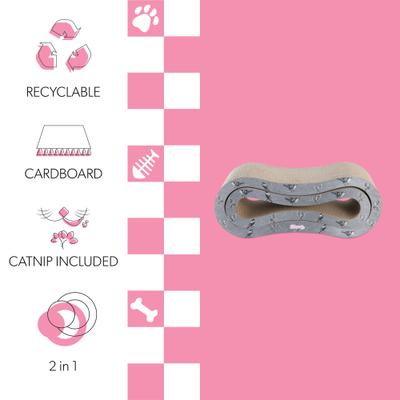 Show full view: THE LICKER STORE Suvi 26-in Modern Cardboard Infinity 2-in-1 Lounge Cat Scratcher with Catnip, Winter Sparrow slide 3 of 8