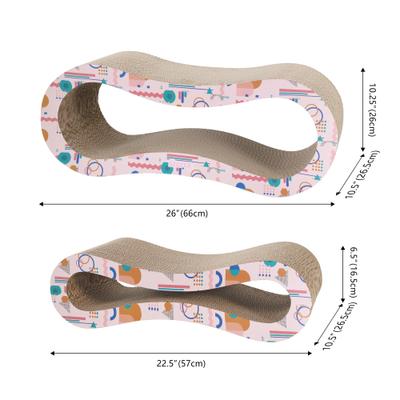Show full view: THE LICKER STORE Suvi 26-in Modern Cardboard Infinity 2-in-1 Lounge Cat Scratcher with Catnip, Pattern Party slide 5 of 9