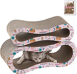 THE LICKER STORE Suvi 26-in Modern Cardboard Infinity 2-in-1 Lounge Cat Scratcher with Catnip, Pattern Party