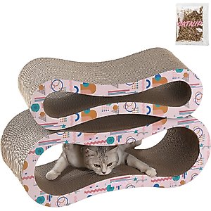 THE LICKER STORE Suvi 26-in Modern Cardboard Infinity 2-in-1 Lounge Cat Scratcher with Catnip, Pattern Party