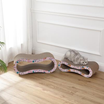 Show full view: THE LICKER STORE Suvi 26-in Modern Cardboard Infinity 2-in-1 Lounge Cat Scratcher with Catnip, Pattern Party slide 3 of 9