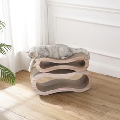 THE LICKER STORE Suvi 26-in Modern Cardboard Infinity 2-in-1 Lounge Cat Scratcher with Catnip, Oak Wood slide 2 of 7