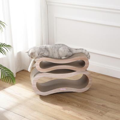 Show full view: THE LICKER STORE Suvi 26-in Modern Cardboard Infinity 2-in-1 Lounge Cat Scratcher with Catnip, Oak Wood slide 6 of 8