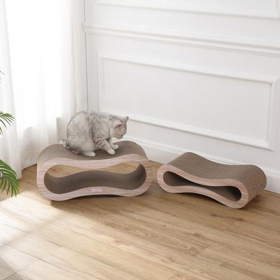Show full view: THE LICKER STORE Suvi 26-in Modern Cardboard Infinity 2-in-1 Lounge Cat Scratcher with Catnip, Oak Wood slide 2 of 8