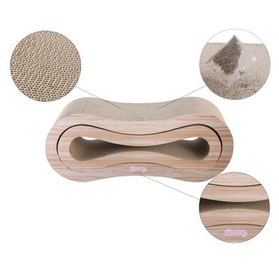 Show full view: THE LICKER STORE Suvi 26-in Modern Cardboard Infinity 2-in-1 Lounge Cat Scratcher with Catnip, Oak Wood slide 5 of 8