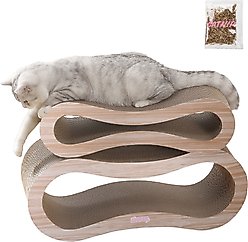 THE LICKER STORE Suvi 26-in Modern Cardboard Infinity 2-in-1 Lounge Cat Scratcher with Catnip, Oak Wood